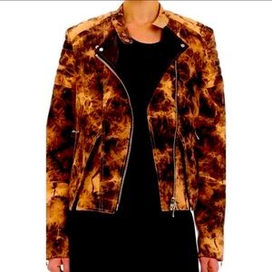 Phillip lim runway motorcycle
jacket in bleached denim and leather